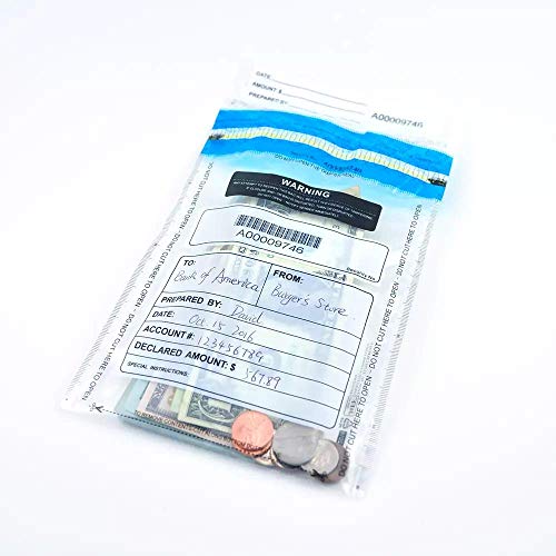 6x9 inch Deposit Bags Cash Handling Bank Deposit Bags Tamper Evident Cash Register Bags with Barcodes, Tear-Off Receipt 400 Pack - color: Clear-400