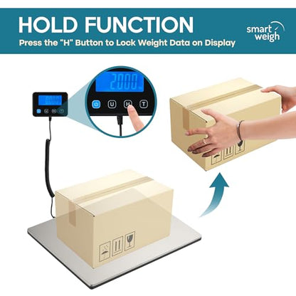 Smart Weigh Heavy-Duty Shipping Scale, 440 lb x 2 oz, Wide Platform, USB-C - color: 440 lbs Extra Wide