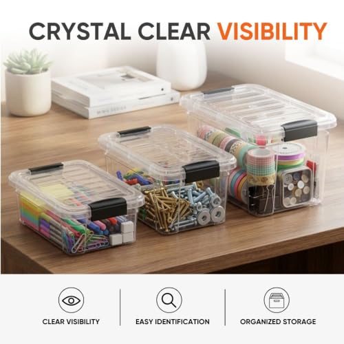 Superio 1.27 Quart Clear Plastic Storage Containers with Lids, Stackable Organizer Bins, BPA-Free Storage Boxes for Home, Office, Dorm & Classroom, 2 Pack - size: 1.27 Quart