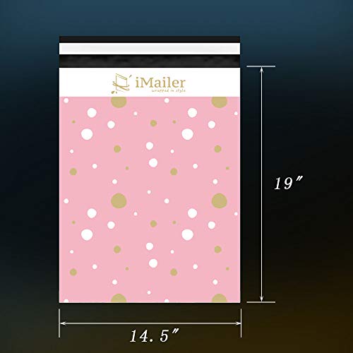100 Count - 14.5 x 19 inch, Pink Polka Dot - Thank You Poly Mailer Envelope, Mailing Shipping Bags with Self Seal Strip - color: Pink Polka Dot - Thank You, size: 14.5" x 19"