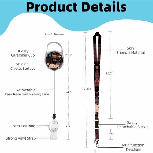 Vertical ID Badge Holder with Detachable Lanyard - Smiling Cat - color: Smiling Cat