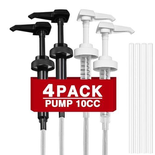 AMORIX 4 Pcs 38-400 Gallon Pump Dispenser, Black & White, for Gallon Jug - size: 38/400-10cc x 4pcs