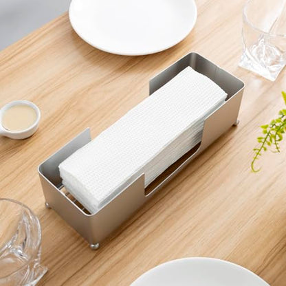 MyGift Modern Silver Tone Metal Countertop Folded Paper Towel Holders, Commercial and Guest Bathroom Sink or Vanity Table Disposable Napkin Storage Trays, Set of 2 - color: Silver (Set of 2)