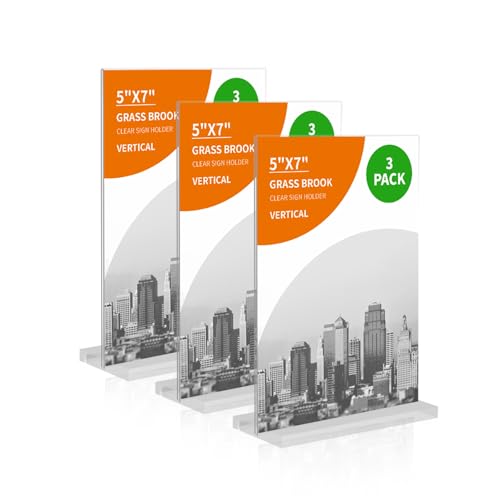 5x7 Acrylic Sign Holder for Table Top, Poster Holder, QR Code Stand Sign Holder(3pack) - size: 3 pack 5*7"