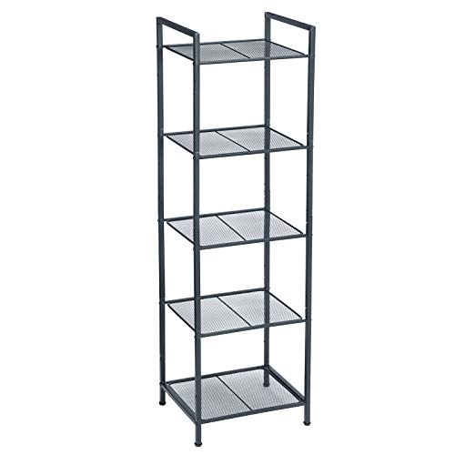 SONGMICS 5-Tier Storage Rack, Bathroom Shelf, Extendable Plant Stand - color: Black, size: 5 Tiers