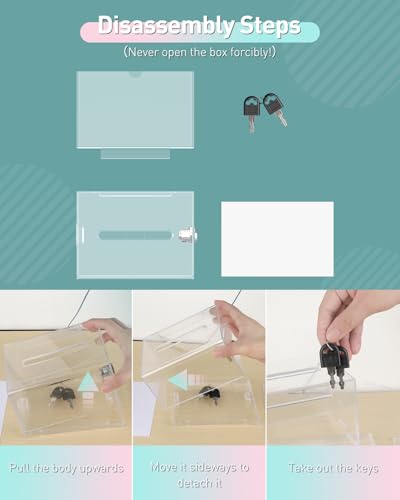 Uniclife 4 Pack 6.2"x 4.7" x 4" Clear Acrylic Donation Box with Lock Slot - color: Clear, size: 4 Pack