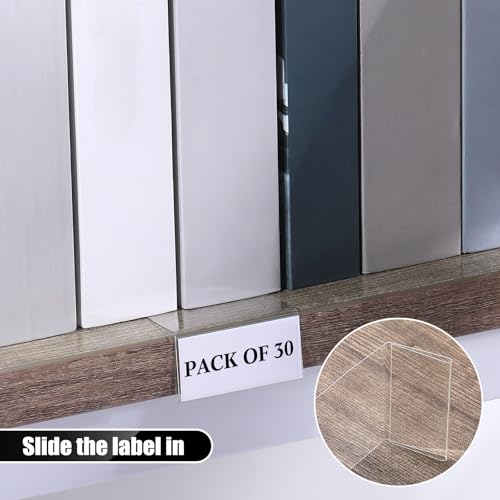 Containlol 30 Pcs PVC Shelf Label Holders with Insert Card, 6.5x2x1'' - size: 6.5x2x1''