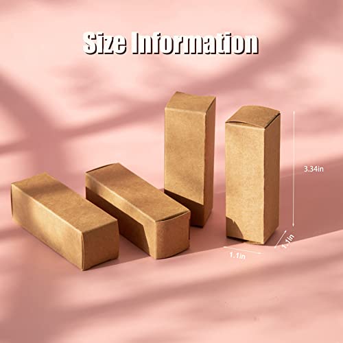 Framendino, 50 Pack Kraft Paper Lipstick Boxes Lip Gloss Rectangle Bottle Reusable Balm Packaging Cases Essential Oil Wrapping Box for DIY Gift - color: Kraft - 3.34x1.1x1.1