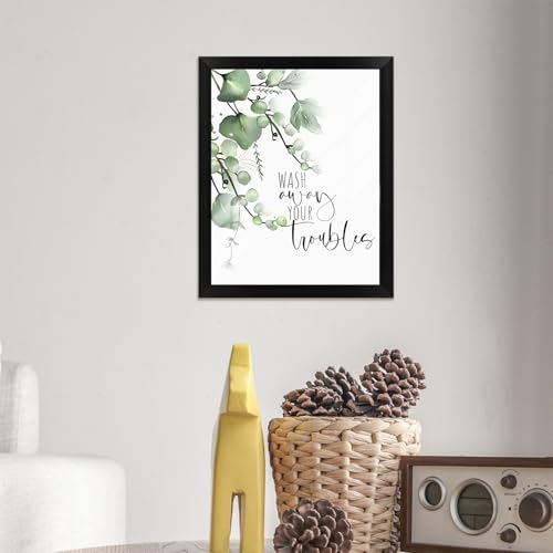 Framed Botanical Wall Art for Bathroom - color: Brown, size: 16"L x 12"W