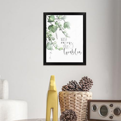 Framed Botanical Wall Art for Bathroom - color: Brown, size: 16"L x 12"W
