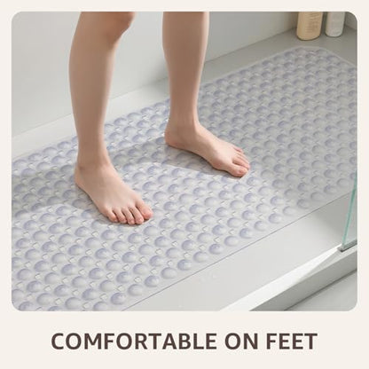 OTHWAY Bath Tub Shower Mat Non Slip, Bathtub Floor Liner Mats for Inside Shower Bathroom, Suction Cups and Drain Holes for Feet Scrubbing, Machine Washable, Soft on Feet, 35x16 Inch, Transparent - color: Transparent