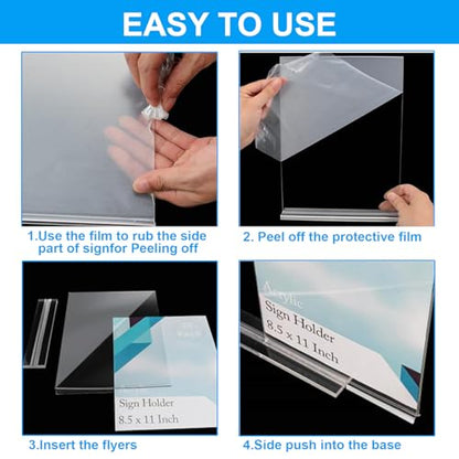 EHWINE 24 Pack Acrylic Sign Holders 4x6 Double-Sided Tabletop Display Stands for Menus Flyers & Signs, Clear Acrylic Picture Frame for Office Business Store & Events - size: Vertical 24 Pack 4x6 Inch