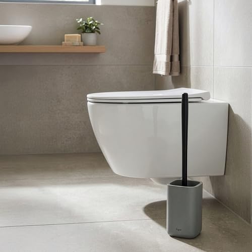 Vigar Zense Toilet Brush and Holder Set, Polyresin Stone, Concrete - color: Concrete