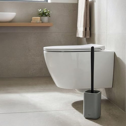Vigar Zense Toilet Brush and Holder Set, Polyresin Stone, Concrete - color: Concrete