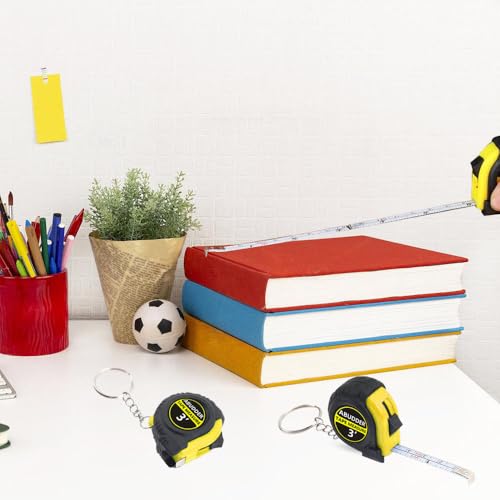 18 Pack Small Tape Measure Keychains - Mini Tape Measures Retractable,Pocket Measurement Tape Bulk Easy Read 3 Feet - color: Yellow