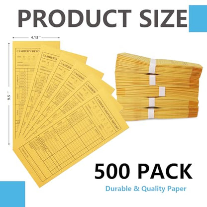 28lb 500Pcs Cash Deposit Envelopes with Self Seal Closure – Cash Envelopes for Small Businesses, 9 1/2 x 4 Money Envelopes for Retailers & Restaurants