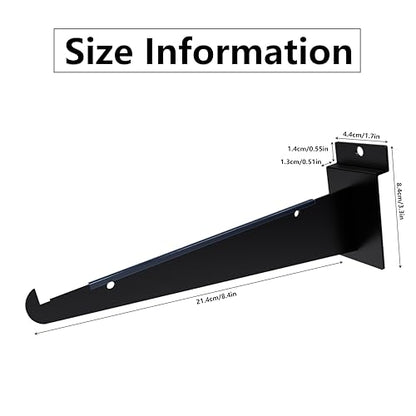 8 Inch Slatwall Shelf Bracket with Lip Black, 24 Pack - color: Black, size: 8 Inch