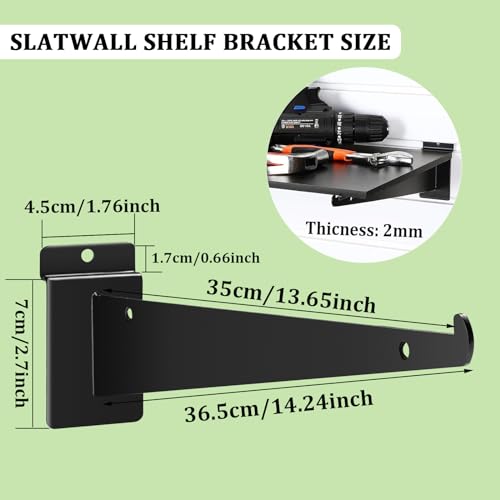 12 Pack Slat Wall Shelf Brackets with Lip, 14" Slatwall Shelf Bracket - size: 14inch-12pcs