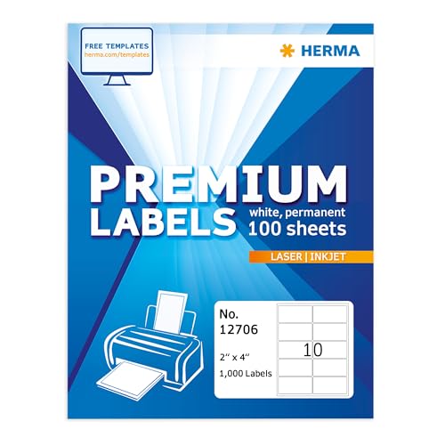 HERMA Printable Address Labels 2" x 4", 1000 Mailing Stickers, White - size: 2" x 4"