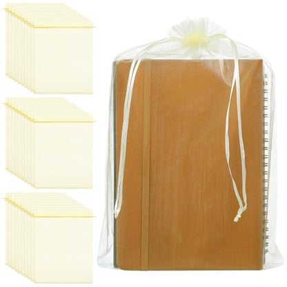 FdcLixuvol 30 Pack Organza Bags, 10 x 13 Inch Large Mesh Bag Sheer Organza Bags Drawstring for Christmas Candy Bag Jewelry Christmas Wedding Party Favor Pouch (Light Yellow)