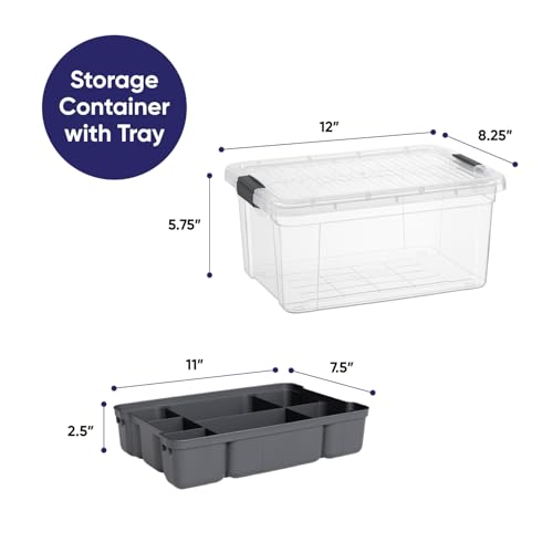 Superio Storage Container Organizing Bin with Removable Tray Plastic Tools, Sewing, Crafts Box, 6.5 Qt. - size: Small 6.5 Qt. Deep