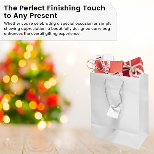 Novel Box White Gift Bags with Handles 10 Pack 8x4x10 Inches - color: White, size: Large