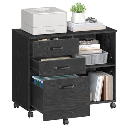 VASAGLE 3-Drawer Lateral File Cabinet, Home Office Printer Stand - color: Ink Black, size: 3 Drawers