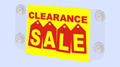 6 Pack Suction Cup Sign Holder for 7" x 5" Important Notices Hours of Operation Emergency Contact Information Clear Acrylic Window Mount Double Sided Sleeve for Office Spaces by Marketing Holders - size: 7"w x 5"h