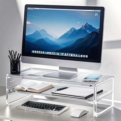 Acrylic Monitor Stand,2 Tier 20 inch Acrylic Computer Monitor Stand Riser