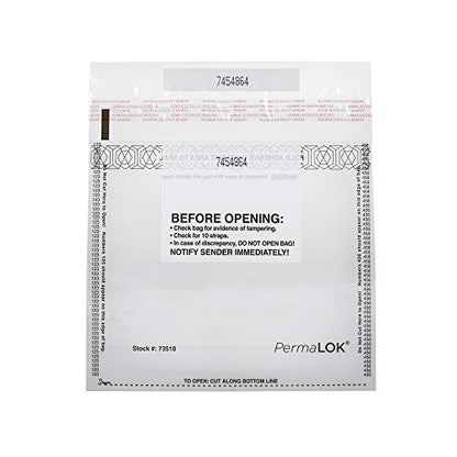 PermaLOK Tamper-Evident Deposit Bags w/Red Fracture Adhesive, Currrency Packout Bag, 5 Strap/500 note capacity, 3" Gusset, 6.75" x 8", Clear, 250 Bags