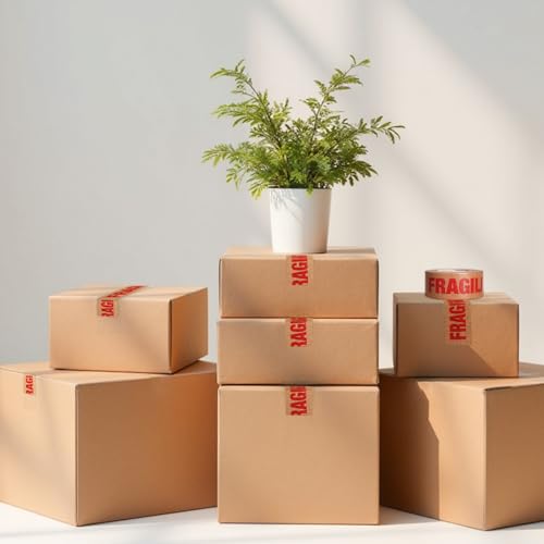 ADHES Fragile Tape, Biodegradable Kraft Paper Tape - 2in x 55yds, 3 Rolls