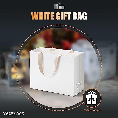 White Gift Bags with Handles, 10Pcs 10.5"x4.25"x8" White Kraft - color: White, size: 10.5x4.25x8 Inch (Pack of 10)