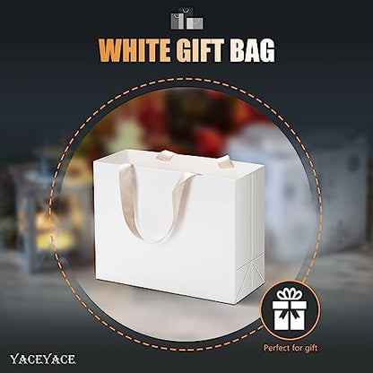 White Gift Bags with Handles, 20Pcs 10.5"x4.25"x8" Medium Size - color: White, size: 10.5x4.25x8 Inch (Pack of 20)