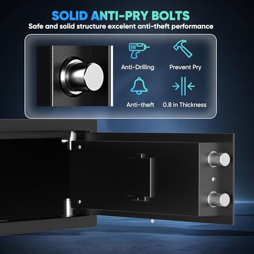 Locksworth Safe 0.7 Cubic Feet Safe Box with Electronic Keypad & Keys, Digital Security Lock Box for Home and Business Use, Money, Valuables, Guns, Jewelry and Documents, 16.9"W x 14.6"D x 7"H - size: 0.7 Cubic Feet