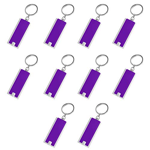 DISCOUNT PROMOS 10 Flashlight Keychains Pack - Rectangle, Plastic - Purple - color: Purple, size: 10 keychains