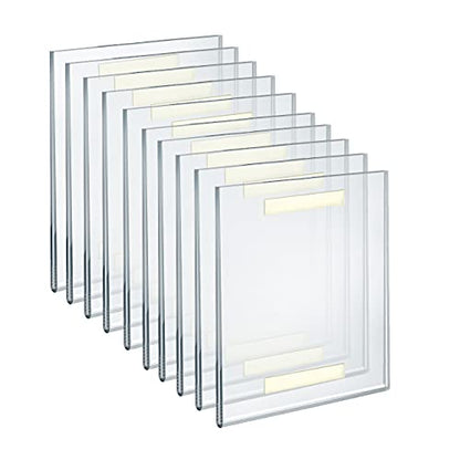 Azar Displays 122025 Self Adhesive Clear Acrylic Wall Sign Holder Frame 8" W x 10" H Portrait/Vertical, 10-Pack - size: 8 in. W x 10 in. H
