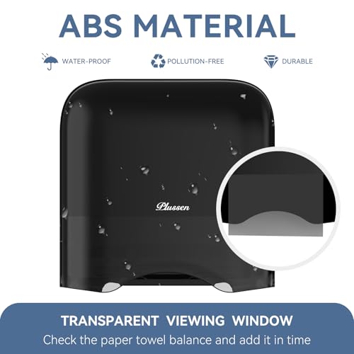 Commercial Paper Towel Dispenser Wall Mount Adhesive 250+ Multifold Trifold c-Fold Folded Hand Towel Dispenser for Bathroom 12" L x 3.8" W x 11.9" H - color: Black
