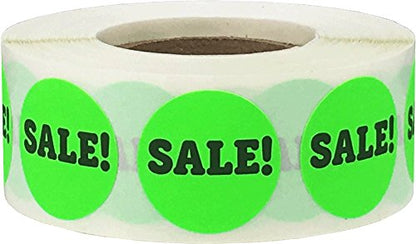 Sale Stickers Fluorescent Green 3/4 Inch Round Circle Dots 500 Total Labels