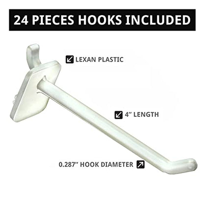 Azar Displays 703385-WHT-4W24, Four-Sided Revolving 8"W x 20"H Pegboard Counter Display w/ 24 Hooks- 4” Length, White - color: White, style: Pegboard + Hooks