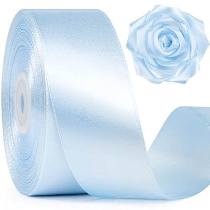 Mauproy Light Blue Satin Ribbon,1-1/2 Inch, 50 Yards - color: Light Blue