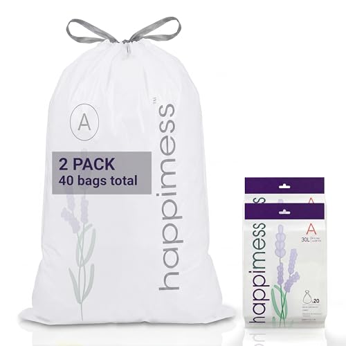 happimess 20-Count Lavender 8 Gal Drawstring Trash Bags, White, Pack of 2 - color: White (Lavender Scented), size: 40 Count (Pack of 1)