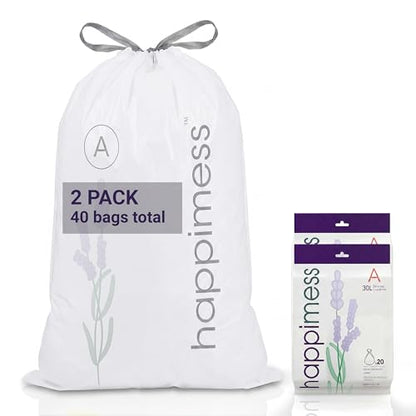 happimess 20-Count Lavender 8 Gal Drawstring Trash Bags, White, Pack of 2 - color: White (Lavender Scented), size: 40 Count (Pack of 1)