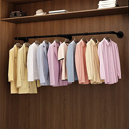 Wall Mounted Clothes Rack, 72.5in Industrial Pipe Clothing Rack for Hanging Clothes, Heavy Duty Garment Rack Wall, Space-Saving Bar, Multi-Purpose Hanging Rod for Laundry Room, Bedroom, 2Packs - size: 72.5Inches