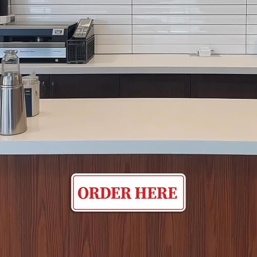 Signs ByLITA Standard Order Here Sign (Brushed Silver) - Large - color: Brushed Silver, size: Large (3" x 9")