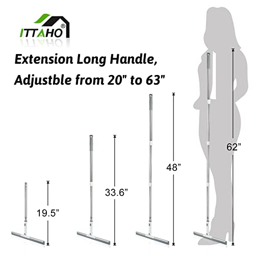Floor Squeegee, Squeegee Broom for Floor with 62" Long Handle, Shower Squeegee for Tile Shower Walls,Garage, Deck, Bathroom, Glass,Window, Concrete Floor - size: 12"