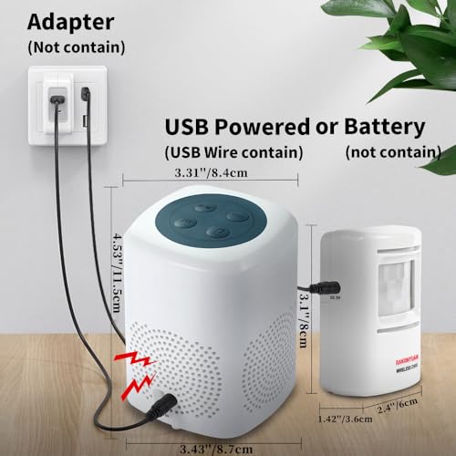 S SELDORAUK Motion Sensor Door Chime, Dog Barking Alarm Doorbell Guard Wireless Infrared Detect Alert for Home Security Reminder Entry Rang 1000ft 110dB 4 Volume Level (1Receiver+1Detector+1Remote)