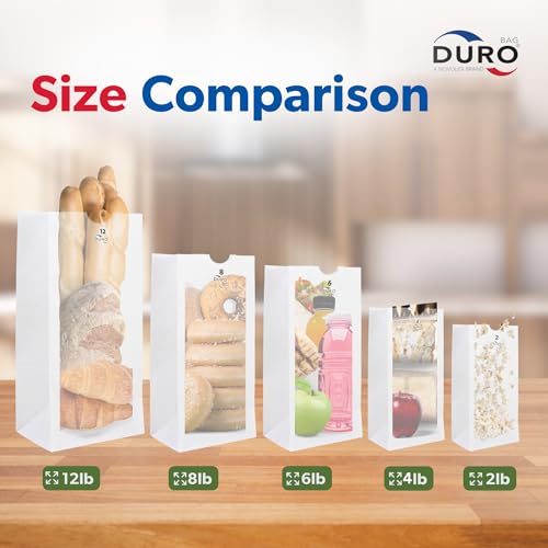 DURO 51004 4# White Paper Lunch Bags, 5 x 3.12 x 9.75 in, 500 Ct