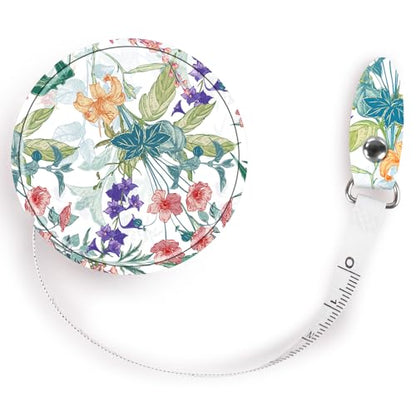 Retractable Mini Leather Tape Measure, Auto Retract TrumpetFlowers - color: Colorful Trumpet Flowers