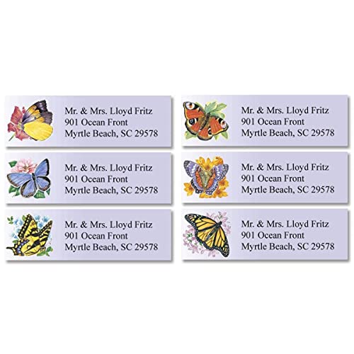 Colorful Images Brilliant Butterflies Return Address Mailing Labels, Personalize with Name & Addresses, Set of 240 Self Adhesive, Easy Peel Flat Label Sheets, ⅝” x 2”, 6 Designs - color: Brilliant-small