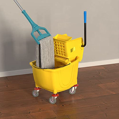 26 Qt. Yellow Mop Bucket and Side Press Wringer Combo - color: Yellow, size: 26 Qt.